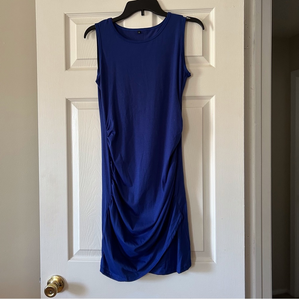 NWOT Cobalt Blue Ruched Dress